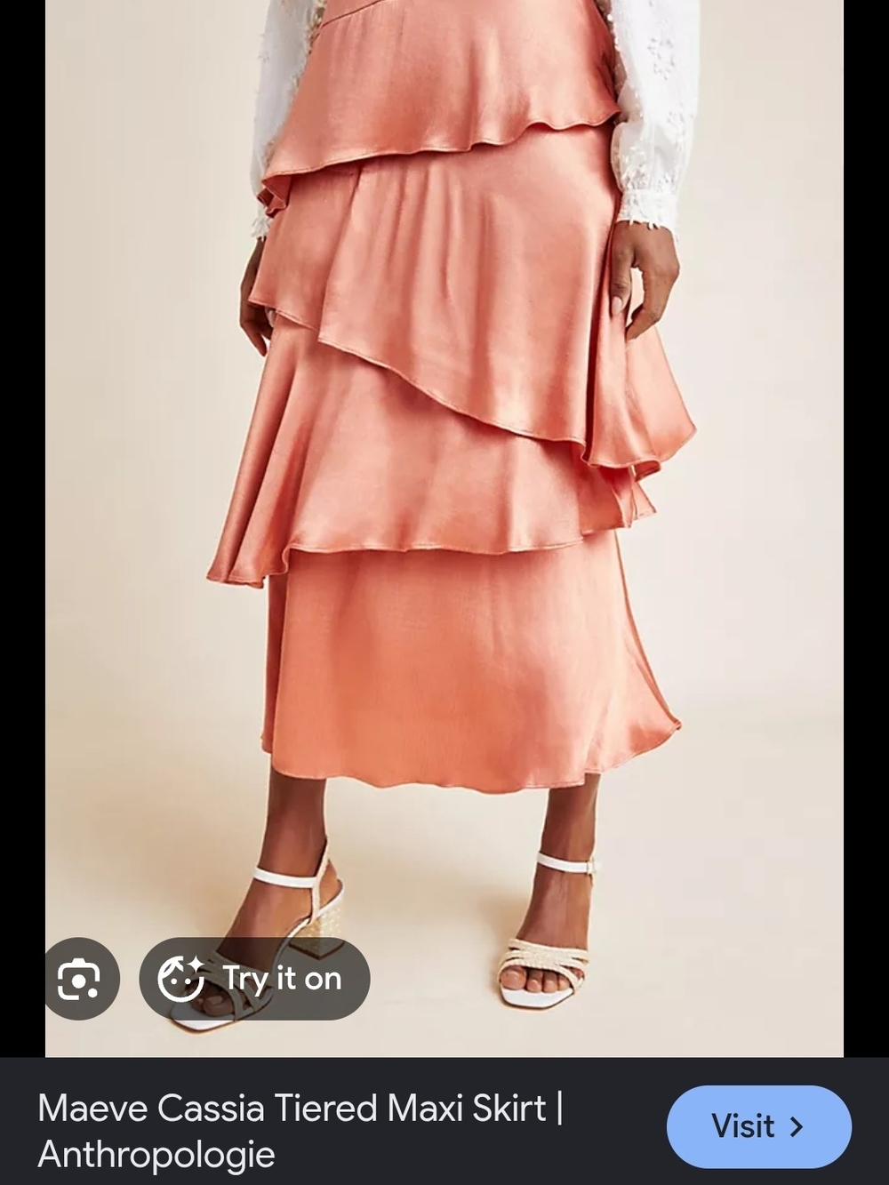Anthropologie Maeve Tiered Maxi Skirt in Coral